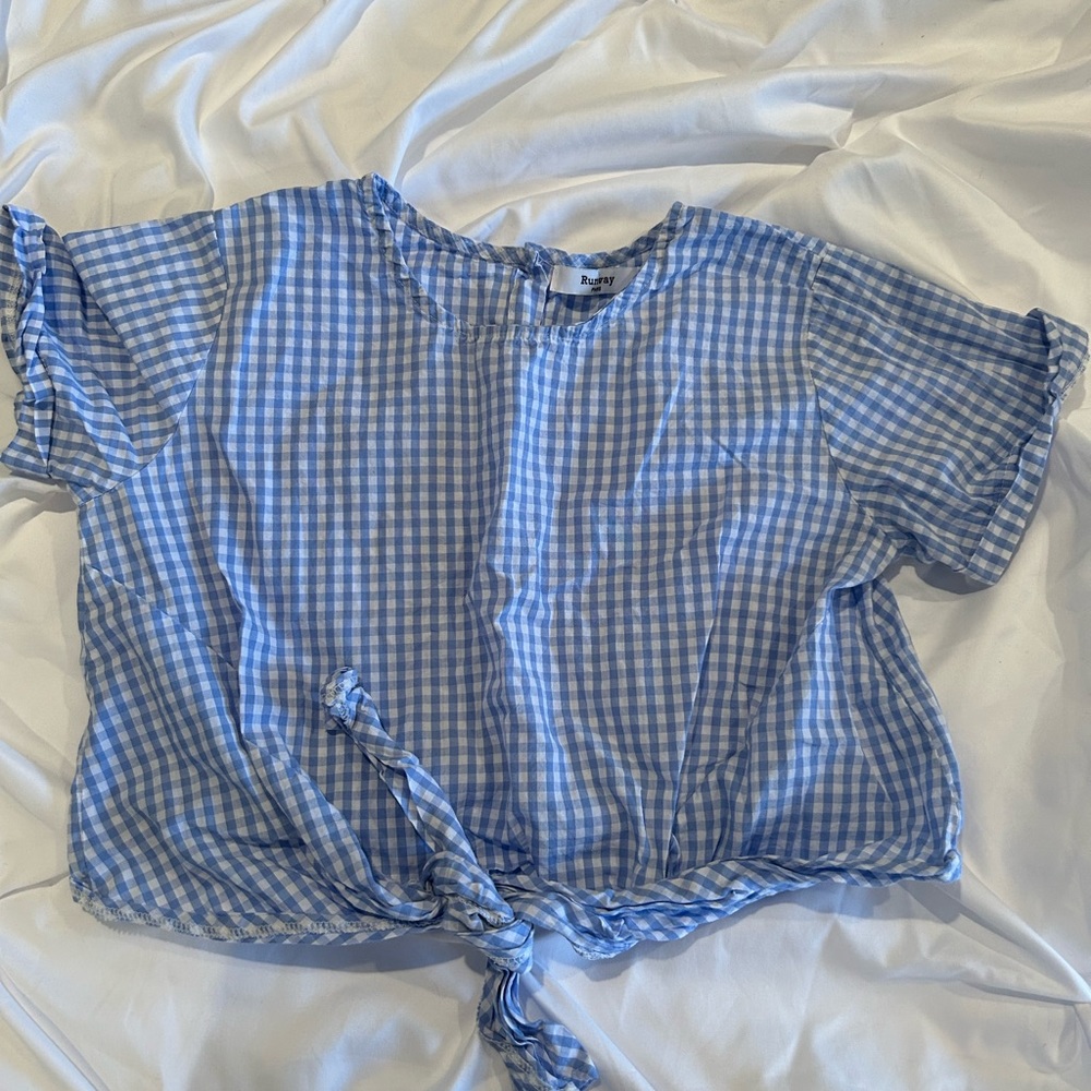 Blue gingham crop top
